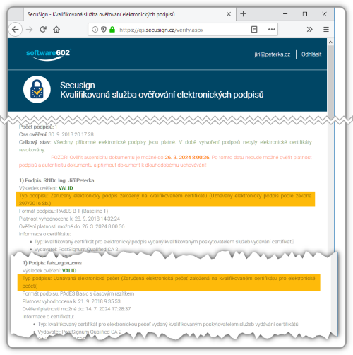 Protokol o oven platnosti elektronickho podpisu slubou SecuSign