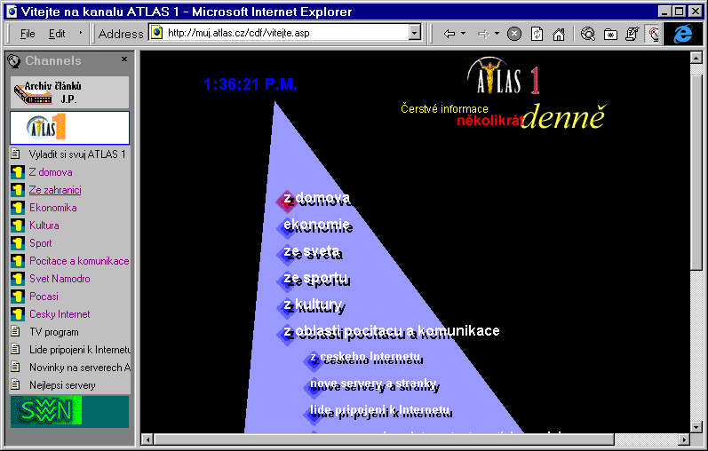 Informacni kanaly v podani MS Internet Exploreru 4.0