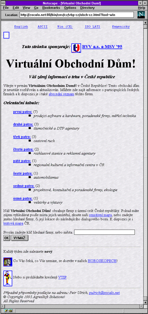 Virtuln obchodn dm! v roce 1995