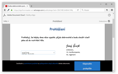 Podepisovn v rmci sluby Adobe Sign