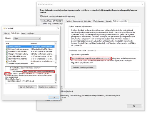 Lidsky iteln informace o tom, e certifkt je kvalifikovan