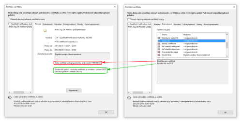 Adobe Reader správně interpretuje obsah položky QcStatements