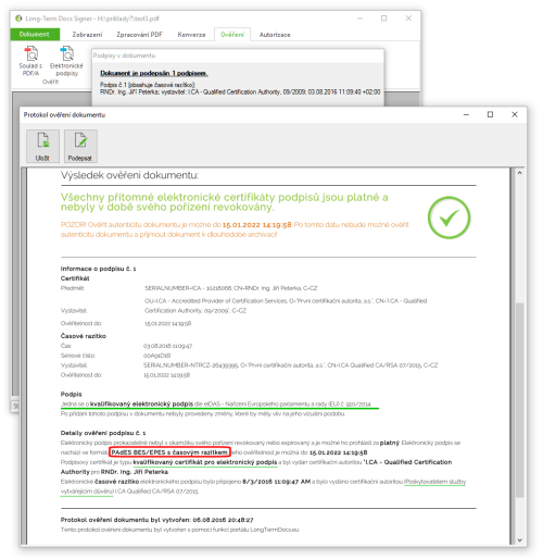 esk Signer ji um vyhodnotit kvalifikovan elektronick podpis