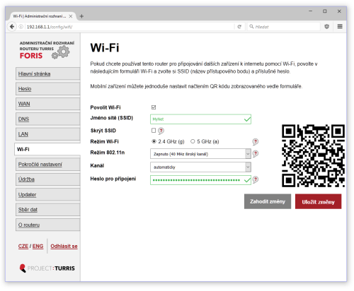 Nastaven Wi-Fi v Turris-u 1.0