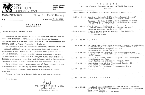 Pozvnka na pvodn akci 13.2.1992