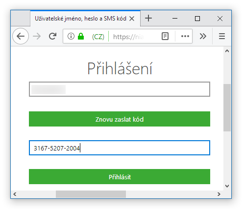 Zadn druhho autentizanho faktoru - jednorzovho hesla