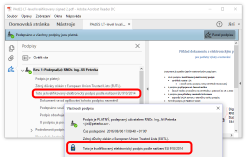 Pklad elektronickho podpisu, kter je vyhodnocen jako kvalifikovan