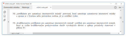 Vymezen certifikt pro autentizaci internetovch (sprvn: webovch) strnek