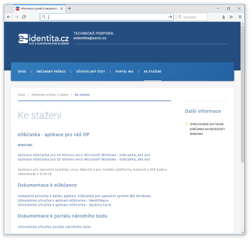 Rzn verze aplikace eOBanka ke staen (na NIA portlu)