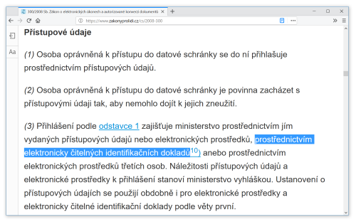 Monosti pihlaovn k datovm schrnkm dle zkona . 300/2008 Sb.