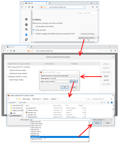 Postup instalace ovlada nov eOP na platform MS Windows do Firefoxu