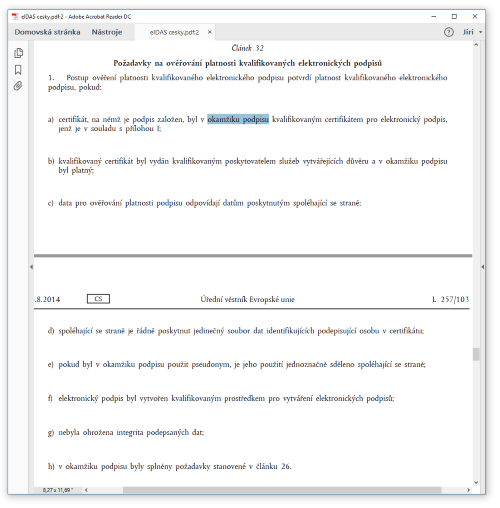 lnek 32 nazen eIDAS, kter e ovovn platnosti podpis