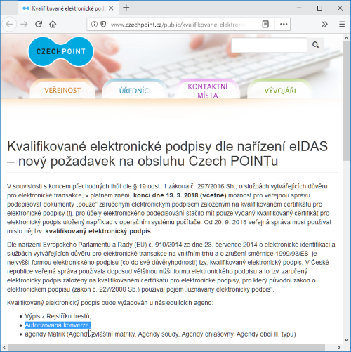 Upozornn na CzechPOINTu