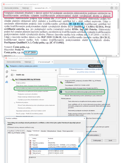 Obsah konverzn doloky dokumentu s elektronickm podpisem, z 31.7.2018