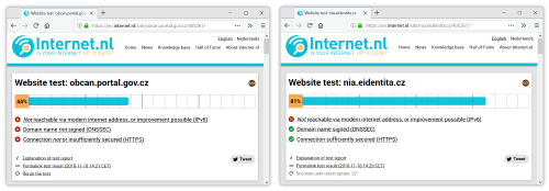 Vsledky testu zabezpeen