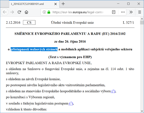 esk peklad unijn smrnice o pstupnosti - webovch strnek, nikoli internetovch strnek