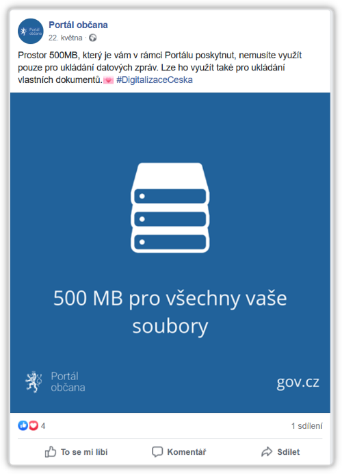 Zmnka o 500 MB na facebookovm profilu Portlu obana