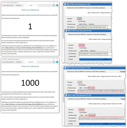 Pklad dvou PDF dokument, kter jsou vzjemn kolizn vzhledem k hashovac funkci SHA1