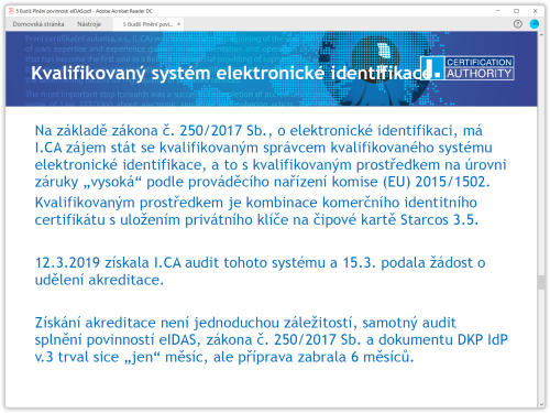 Zájem I.CA stát se kvalifikovaným správcem kvalifikovaného systému