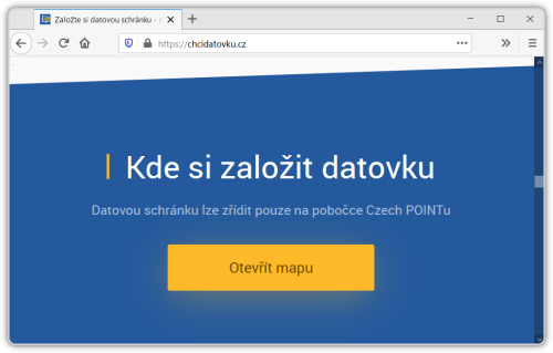 Jen jedna monost, jak zaloit datovou schrnku - na CzechPOINTu