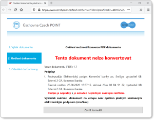Vtupn dokument sluby MjPodpis nen mon autorizovan konvertovat