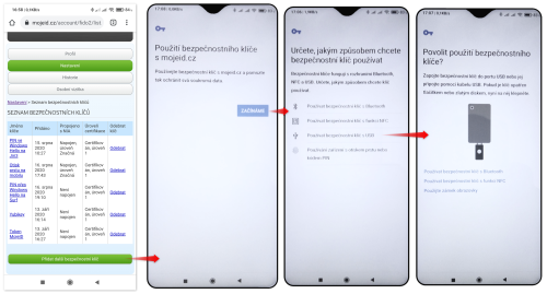 Postup pipojen hardwarovho tokenu na mobilnm telefonu
