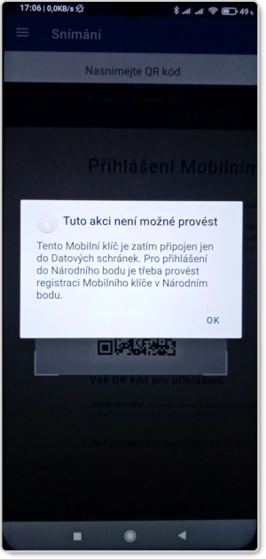 Mobiln kl, nakonfigurovan jen pro pihlaovn k datovm schrnkm - nepust uivatele pes NIA