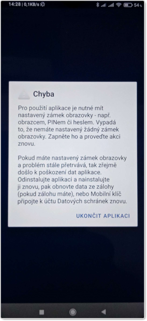 Chybov hlka od aplikace