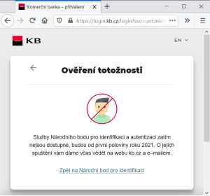 Pokus o přihlášení zatím končí neúspěšně